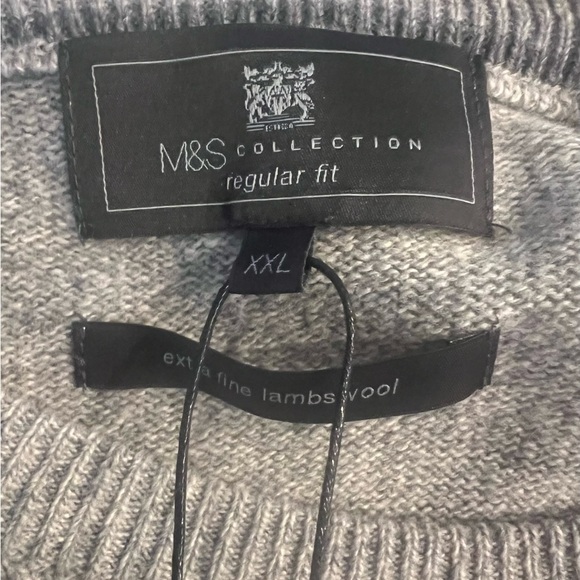New M&S Collection Men's Extra Fine Lambswool Tan Crew Neck Sweater Size XXL - Picture 7 of 7